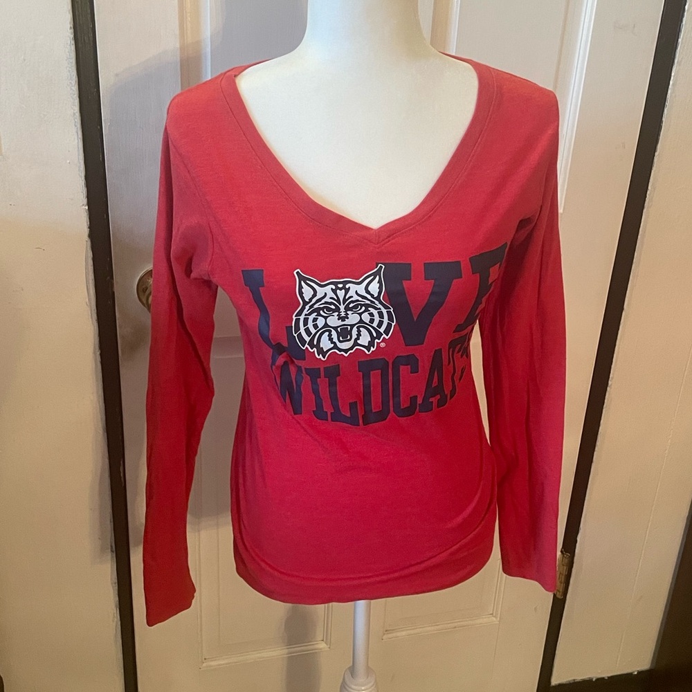 Red long sleeve university of Arizona “uofa” v neck t-shirt